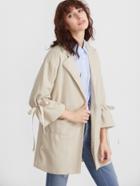 Romwe Apricot Bell Sleeve Bow Tie Detail Pockets Coat