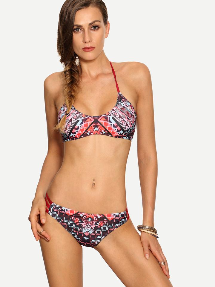 Romwe Multicolor Tribal Print Bikini Set