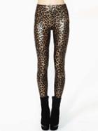 Romwe Elastic Waist Leopard Print Slim Leggings
