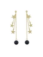 Romwe Black Multi Layers Chain Brincos Star Pattern Beads Dangle Earrings
