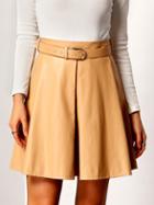 Romwe High Waist Pu A-line Skirt With Belt