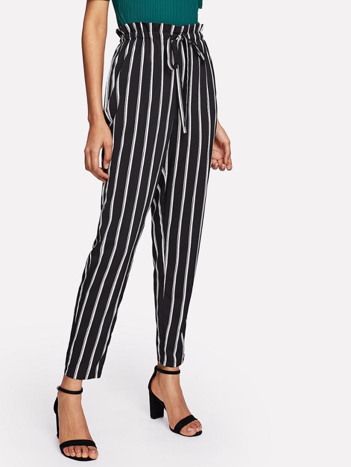 Romwe Vertical Striped Drawstring Pants