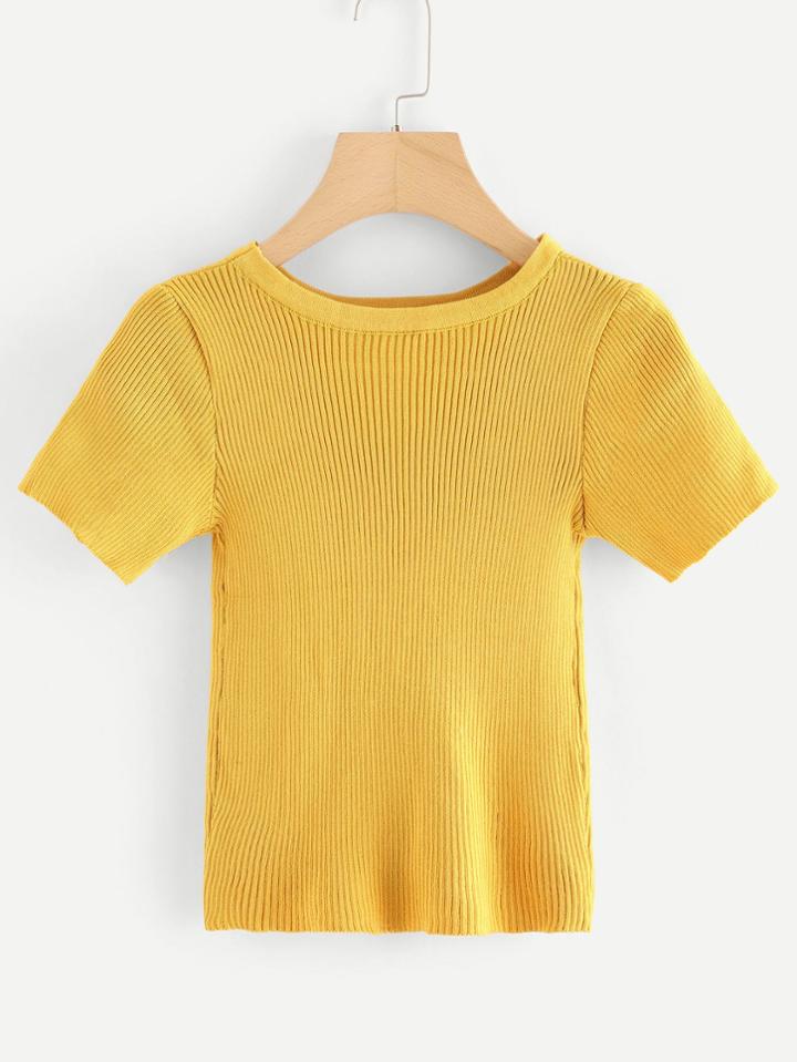 Romwe Criss Cross Back Knit Tee