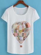 Romwe Fire Balloon Print T-shirt