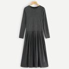 Romwe Solid Pleated Dress