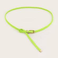 Romwe Neon Green Braided Waist Belt