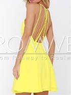Romwe Yellow Spaghetti Strap Backless Dress