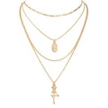 Romwe Coin Pendant Multi Layered Chain Necklace