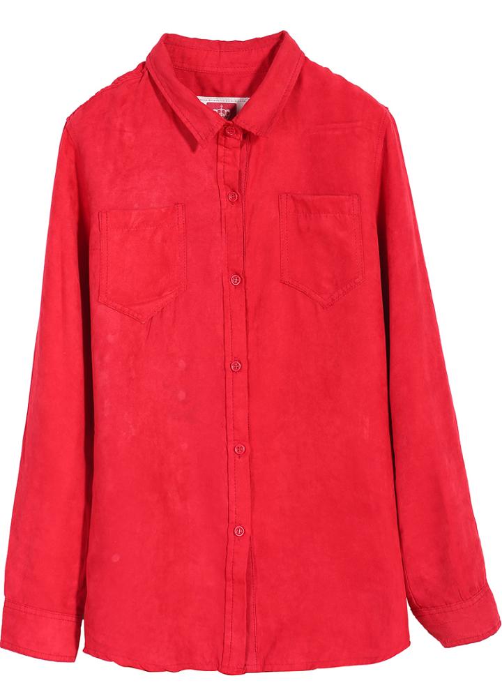 Romwe Lapel Pockets Loose Yellow Blouse