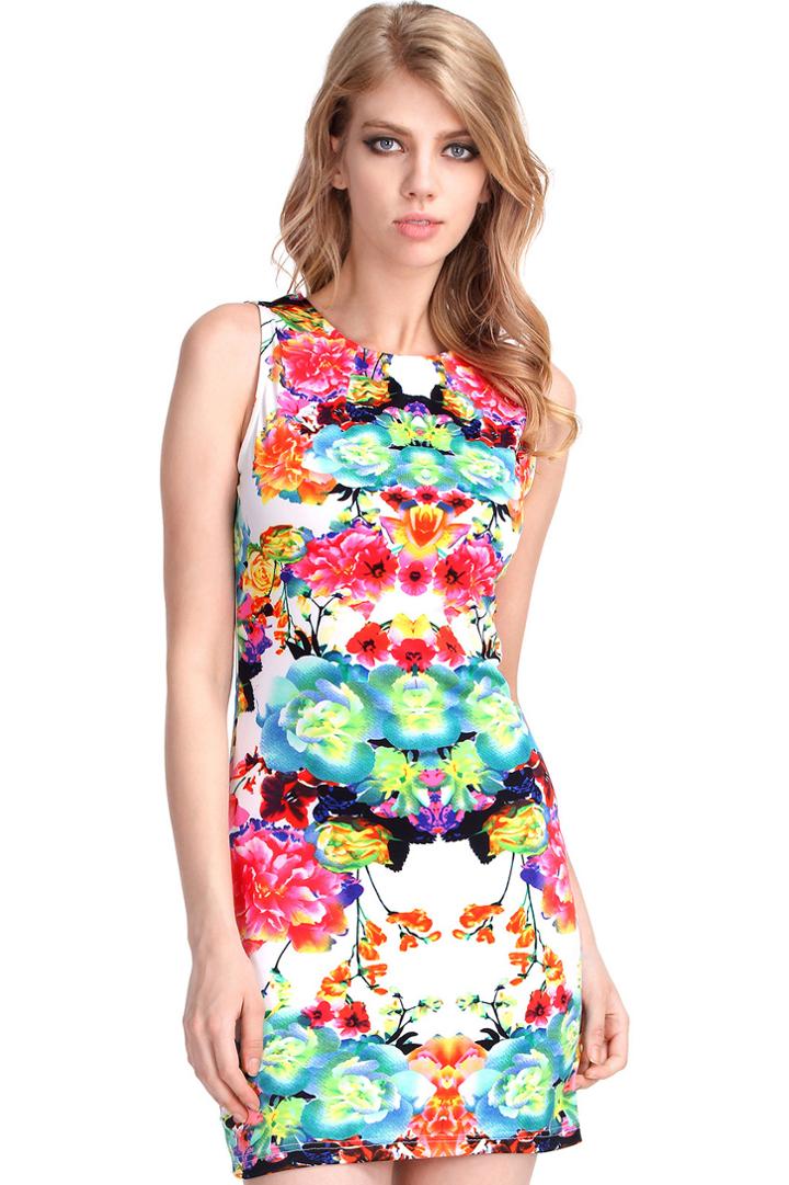 Romwe Romwe Baroque Sleeveless Mini Bodycon Dress