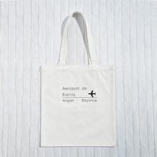 Romwe Letter And Plane Print Tote Bag