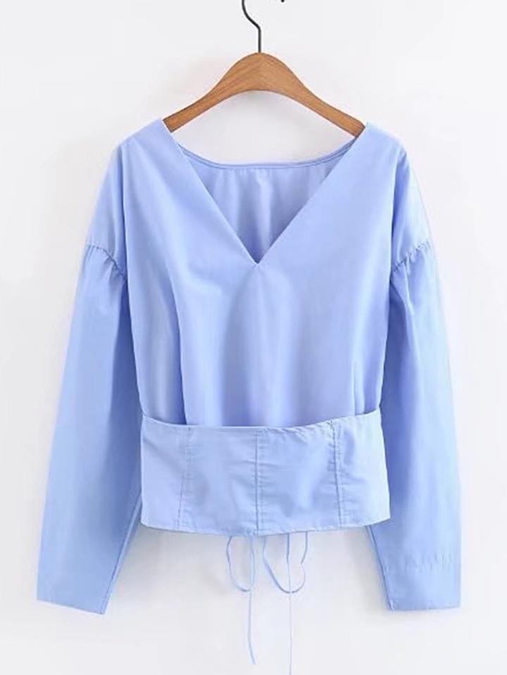 Romwe V-neckline Lace Up Corset Top