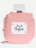 Romwe Pink Perfume Bottle Bag With Chain