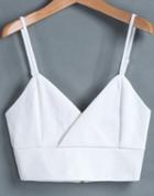 Romwe Spaghetti Strapped Midriff White Cami Top