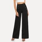 Romwe Double Button Solid Pants