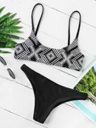 Romwe Geo Print Mixed And Match Bikini Set