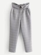 Romwe Plaid Tapered Pants With Ring Belt