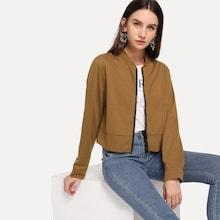 Romwe Zip Up Crop Jacket