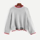 Romwe Asymmetrical Hem Stand Collar Sweater
