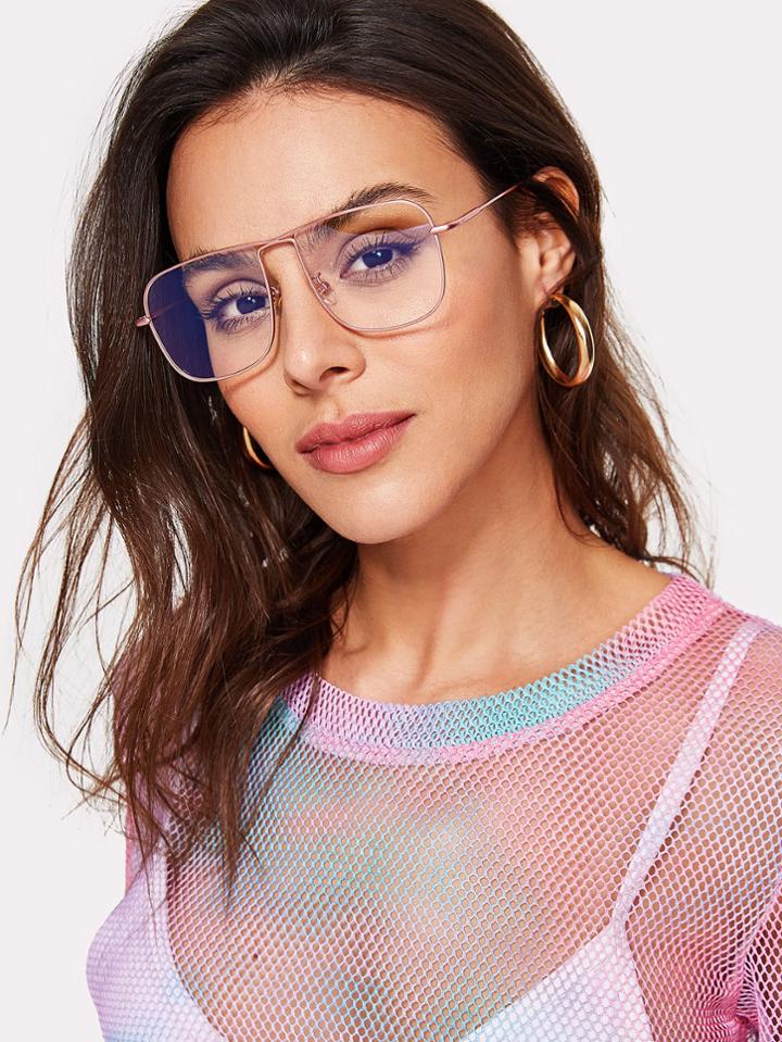 Romwe Plain Frame Clear Lens Glasses