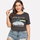 Romwe Plus Mixed Print Front Tee