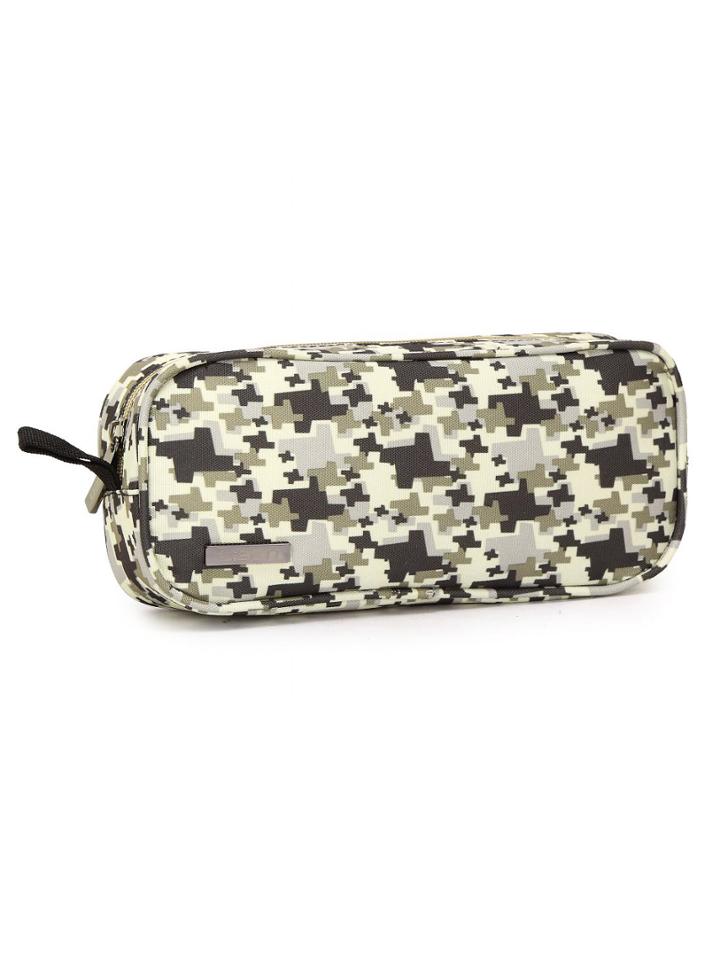 Romwe Geometric Camouflage Print Makeup Bag - Grey