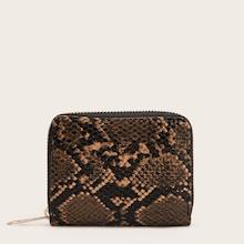 Romwe Snakeskin Pattern Zip Purse