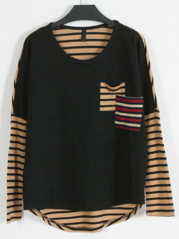 Romwe High Low Striped Dropped Shoulder Seam T-shirt
