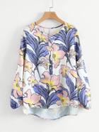 Romwe High Low Florals Blouse