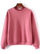 Romwe Pink Heart Patch Ribbed Trim Sweatshirt