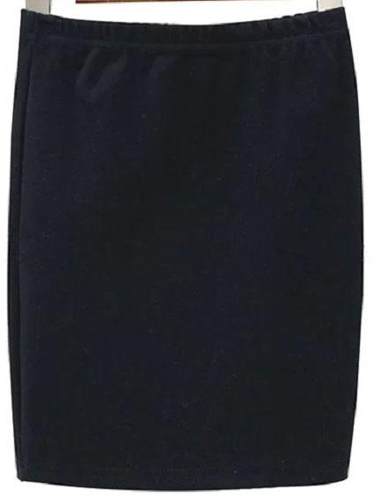 Romwe Ribbed Bodycon Black Skirt