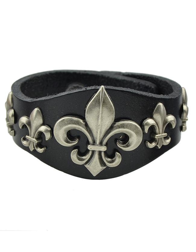 Romwe Black Wide Pu Leather Bracelet