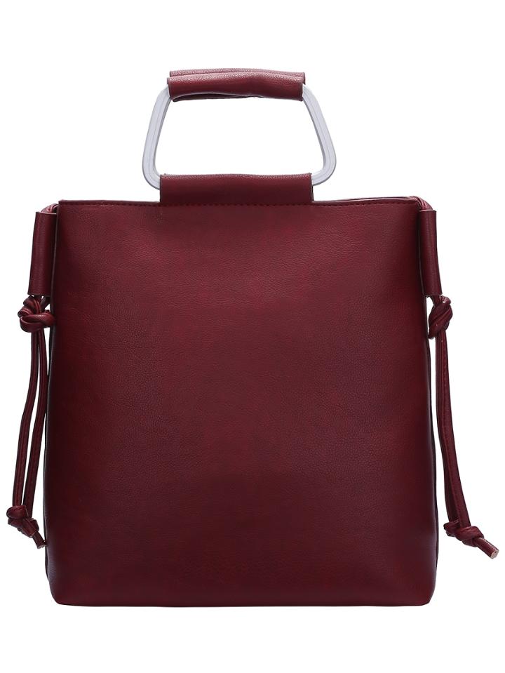 Romwe Red Magnetic Pu Tote Bag