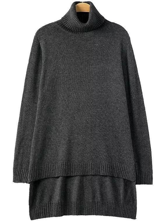 Romwe Turtleneck High Low Sweater