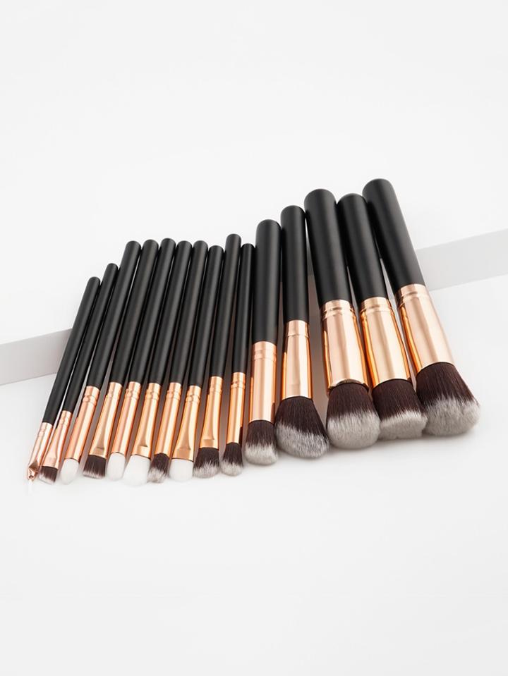 Romwe Two Tone Handle Makeup Brush Set 15pcs