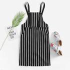 Romwe Striped Pocket Side Pinafore Dress