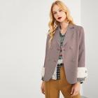 Romwe Double Button Notched Neck Plaid Blazer