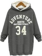 Romwe Hooded Adventure 34 Print Grey Dress