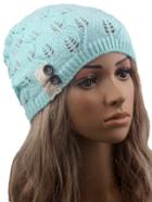 Romwe Contrast Lace Buttons Eyelet Green Sweater Hat