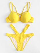 Romwe Cutout Strappy Push Up Bikini Set