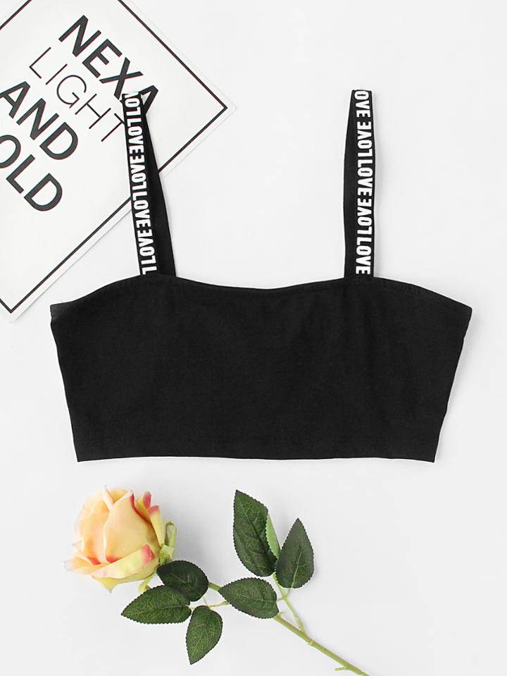 Romwe Print Strap Bandeau Bralette
