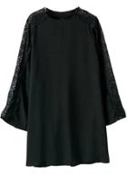 Romwe Lace Long Sleeve Black Dress