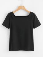 Romwe Raglan Sleeve Solid Tee