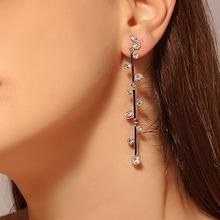 Romwe Rhinestone Decor Bar Drop Earrings 1pair