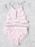 Romwe Cutout Front High Waist Halter Bikini Set