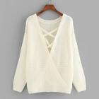 Romwe Loose Knit Crisscross Wrap Back Jumper