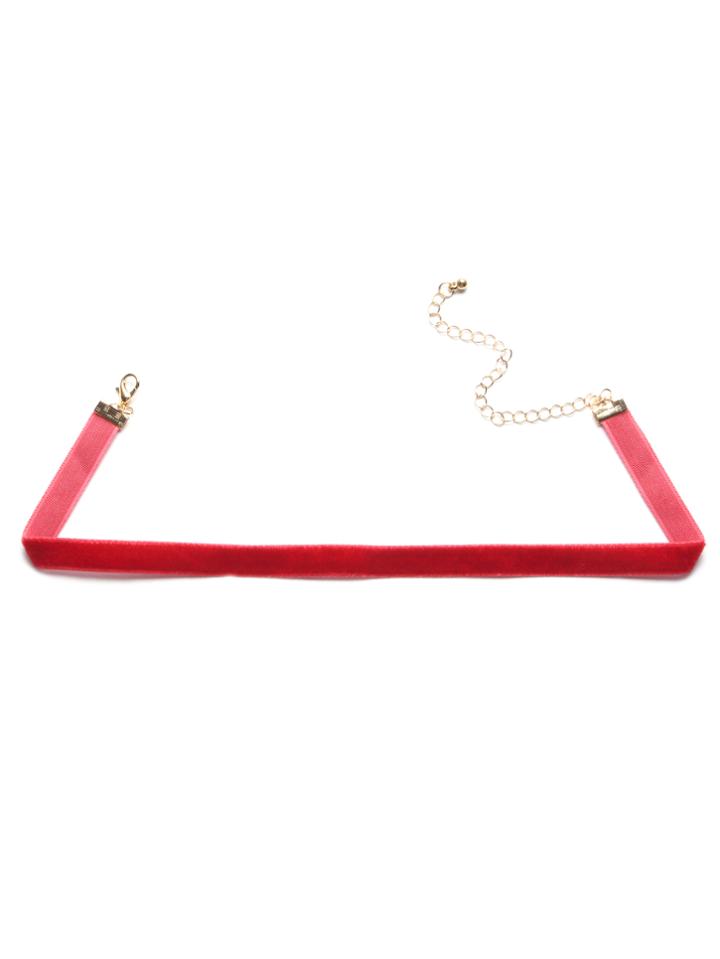 Romwe Burgundy Velvet Choker Necklace
