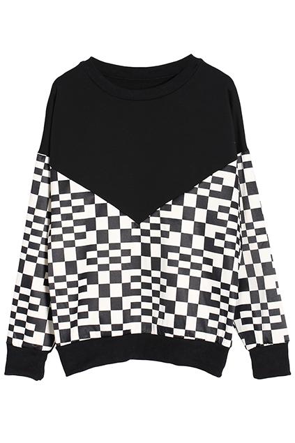 Romwe Check It Out Black Sweatshirt