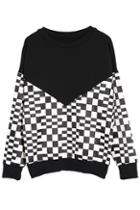 Romwe Check It Out Black Sweatshirt