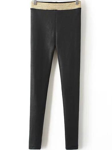 Romwe Elastic Waist Tights Leggings